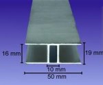 H-Profil Aluminium 16mm zur Plattenverbindung Länge:3m