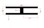 H-Profil Alu eloxiert 15my 40x6x2mm  Lnge:2000mm